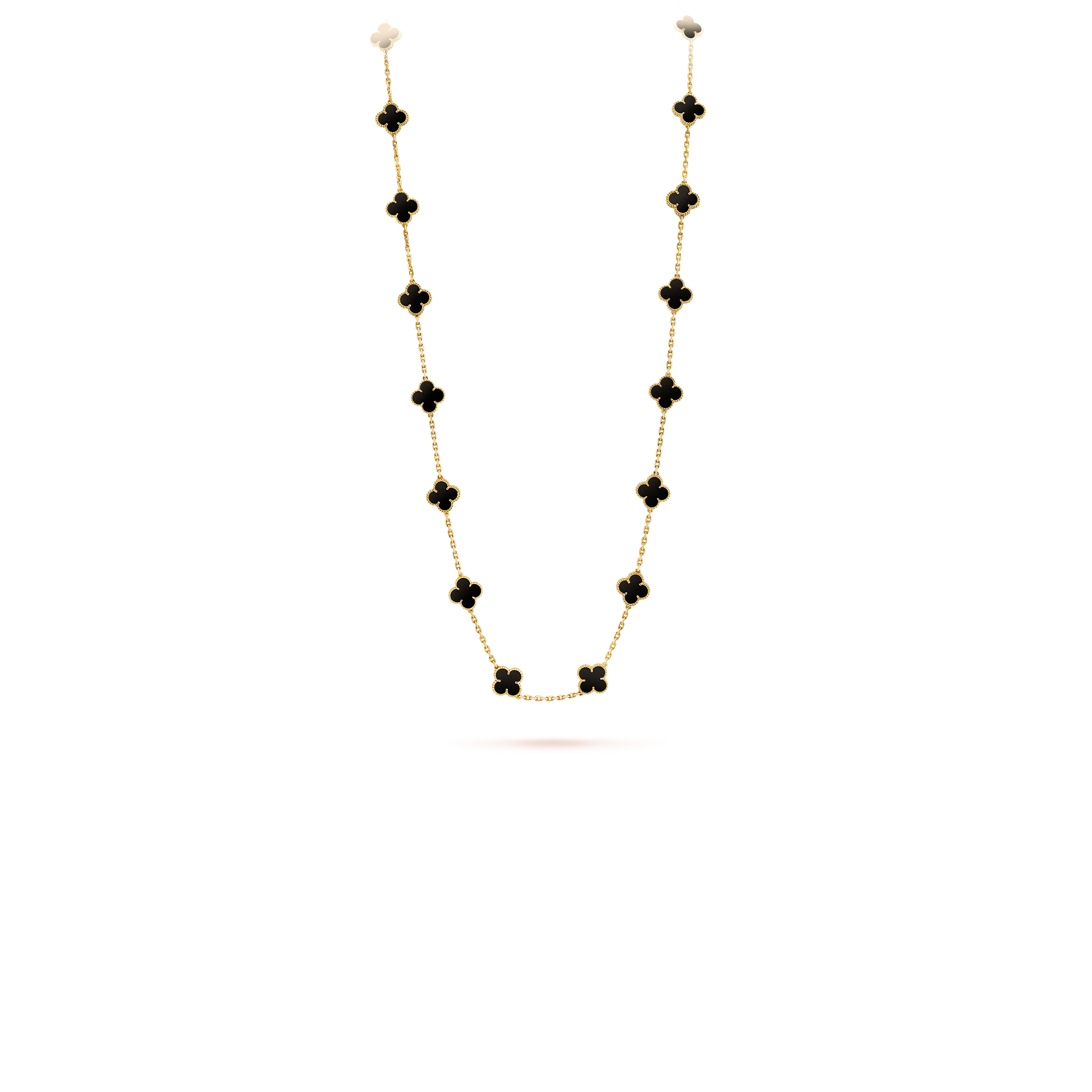VAN CLEEF ARPELS VINTAGE ALHAMBRA LONG NECKLACE, 20 MOTIFS - YELLOW GOLD, ONYX VCARA43100 VAN CLEEF ARPELS VINTAGE ALHAMBRA LONG NECKLACE, 20 MOTIFS - YELLOW GOLD, ONYX VCARA43100